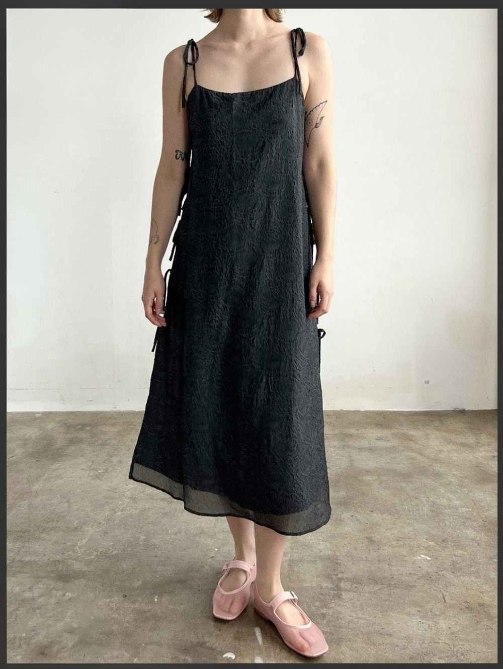 LISA SAYS GAH Mar Tie Midi Dress - BLACK ROSETTE. New with tags. Size XL.